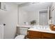 Bathroom showcases a wood vanity and neutral decor for a relaxing atmosphere at 5431 W Cochise Dr, Glendale, AZ 85302