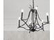 Elegant chandelier in a bathroom with shiplap walls and patterned wallpaper at 6790 S Springs Pl, Chandler, AZ 85249
