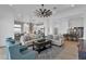 Open-concept living room showcasing a modern kitchen, dining area, and comfortable seating arrangement at 6790 S Springs Pl, Chandler, AZ 85249