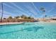 Large swimming pool with multiple lanes, surrounded by palm trees at 10815 W Hatcher Rd, Sun City, AZ 85351