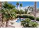 Inviting backyard oasis showcasing a sparkling pool, spa, and lush tropical landscaping at 11101 W Sieno Pl, Avondale, AZ 85392