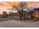 Desert landscaping accents the driveway with scenic mountain views and a vivid sunset at 4413 S Tigre Del Mar Dr, Gold Canyon, AZ 85118