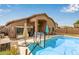 Backyard pool view featuring patio with grill, well-maintained deck, and in-pool basketball hoop at 4630 E Mountain Vista Dr, Phoenix, AZ 85048