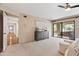 Neutral-toned main bedroom with carpet, dresser, and sliding door access to the backyard at 6340 N 34Th Pl, Paradise Valley, AZ 85253