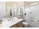 Bright bathroom with white vanity, shower, and ample storage space at 8607 E Preserve Way, Scottsdale, AZ 85266