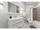 Bathroom with a white vanity, tile floors, and a shower-tub combination at 14808 E Miramonte Way, Fountain Hills, AZ 85268