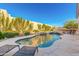 Backyard pool with tanning ledge and desert landscaping, perfect for relaxing and enjoying the Arizona sun at 14808 E Miramonte Way, Fountain Hills, AZ 85268