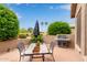 Charming backyard with outdoor furniture, a grill, and lush landscaping at 15481 W Amelia Dr, Goodyear, AZ 85395
