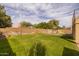 Spacious backyard with a lush lawn, playset, and privacy fence, perfect for outdoor activities and Gathering gatherings at 1648 S Faith --, Mesa, AZ 85209