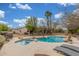 Backyard pool and spa area with lush landscaping, perfect for outdoor entertaining at 8126 E Vista Bonita Dr, Scottsdale, AZ 85255