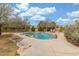 Backyard pool featuring stone accents and lush landscaping at 8126 E Vista Bonita Dr, Scottsdale, AZ 85255