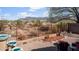 Scenic backyard with custom water feature, desert plants, and views of the desert and mountains beyond at 10356 E Meandering Trail Ln, Gold Canyon, AZ 85118