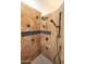 Shower with elegant tile work, mosaic accents, and bronze fixtures at 16446 N 59Th St, Scottsdale, AZ 85254