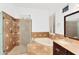 Bathroom featuring a shower, tub, tile floors, white walls, and window shutters at 2068 S Sailors Ct, Gilbert, AZ 85295