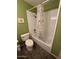 Bright bathroom featuring a shower with a decorative shower curtain and tiled floor at 2151 S Calle Del Marcos --, Casa Grande, AZ 85194
