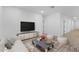 Bright living room with neutral colors, a large TV, and modern furniture at 3746 S 234Th Ln, Buckeye, AZ 85326
