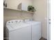 Clean laundry room with white washer and dryer at 45583 W Sheridan W Rd, Maricopa, AZ 85139