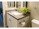 Chic bathroom vanity features granite countertop, updated hardware, and a modern design at 4600 N 68Th St # 368, Scottsdale, AZ 85251