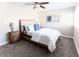 Bedroom featuring a comfortable bed, nightstand, and modern ceiling fan at 4600 N 68Th St # 368, Scottsdale, AZ 85251