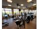 Brightly lit gym with ceiling fans and various exercise machines at 8377 S Mountain Air Ln, Gold Canyon, AZ 85118