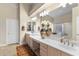 Spacious bathroom features dual sinks, vanity space, and bright lighting at 11053 E Hedgehog Pl, Scottsdale, AZ 85262
