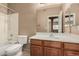 Well-lit bathroom featuring a shower-tub combo and a light wood vanity with a white countertop at 14000 N 94Th St # 3147, Scottsdale, AZ 85260
