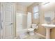 Well-lit bathroom with a single sink and a shower-tub combination at 18360 N 169Th Ave, Surprise, AZ 85374