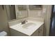 Bathroom vanity with a brushed nickel faucet and white countertops at 20479 N 105Th Ave, Peoria, AZ 85382