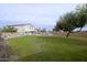 Beautiful backyard view of a pool with grassy area and mature trees at 30419 N Plantation Dr, San Tan Valley, AZ 85143