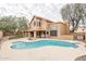 Beautiful backyard with a refreshing private pool, patio, and manicured landscaping at 13383 N 101St Way, Scottsdale, AZ 85260