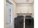 Modern laundry room with front loading washer and dryer and additional storage cabinets at 1960 Leisure World --, Mesa, AZ 85206