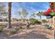 Beautifully landscaped front yard with desert plants and inviting outdoor seating area at 2611 E San Simeon Dr, Casa Grande, AZ 85194