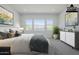 Bright bedroom showcasing natural light, contemporary furnishings, and stunning mountain views at 21450 W Meadowbrook Ave, Buckeye, AZ 85396