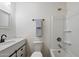 Bright bathroom featuring a modern vanity, updated fixtures, and a clean, well-maintained bathtub with shower at 4257 E Marino Dr, Phoenix, AZ 85032