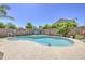 Inviting swimming pool enclosed by a brick fence and accented by green turf at 4369 E Coal St, San Tan Valley, AZ 85143
