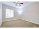 Neutral bedroom featuring plush carpet, a ceiling fan and a window bringing in ample light at 2830 E Fruitvale Ave, Gilbert, AZ 85297