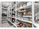 Pantry featuring extensive shelving, organized storage baskets, and a variety of canned goods and household items at 34990 N Spur Cir, San Tan Valley, AZ 85144