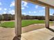 Covered patio offering serene views of the lush lawn and desert landscape at 45717 W Ranch Rd, Maricopa, AZ 85139