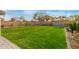 Lush backyard with a well-maintained lawn, garden, hammock, and mature landscaping, perfect for outdoor activities at 927 E Baylor Ln, Gilbert, AZ 85296