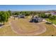 Expansive aerial view of the community featuring green spaces, shaded pavilions, and walking trails at 1163 E Holbrook St, Gilbert, AZ 85298