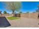 Xeriscaped backyard features a mature tree surrounded by grass and block fencing at 13536 W Peck Dr, Litchfield Park, AZ 85340