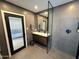 Bathroom featuring a modern vanity, tile flooring, and glass enclosed shower at 6429 E Jean Dr, Scottsdale, AZ 85254