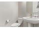 Bright powder room showcasing pedestal sink, decorative mirror, and modern fixtures at 4156 E Bernice St, Gilbert, AZ 85295