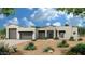 Contemporary home design featuring neutral stucco, stone accents, and desert landscaping under a blue sky at 530 E Woburn Ln, Phoenix, AZ 85085