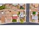Overhead aerial showing the property layout, backyard features, and the surrounding neighborhood landscape at 1031 W Cornell Dr, Tempe, AZ 85283