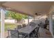 Inviting covered patio with ceiling fan, dining table and chairs, and ample seating area at 1550 E Park Ave, Gilbert, AZ 85234
