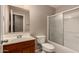 Clean and functional bathroom featuring a vanity, toilet, and shower, designed for everyday convenience at 19072 N Ventana Ln, Maricopa, AZ 85138