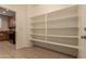 Pantry with tile flooring, door, and plenty of shelving visible from the kitchen entrance at 19072 N Ventana Ln, Maricopa, AZ 85138