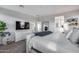 Comfortable main bedroom with a TV, dresser, mirror and inviting decor at 19443 W Valle Vista Way, Litchfield Park, AZ 85340