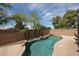Sparkling pool featuring rock accents and palm trees in a private, walled backyard at 19622 N 66Th Ln, Glendale, AZ 85308